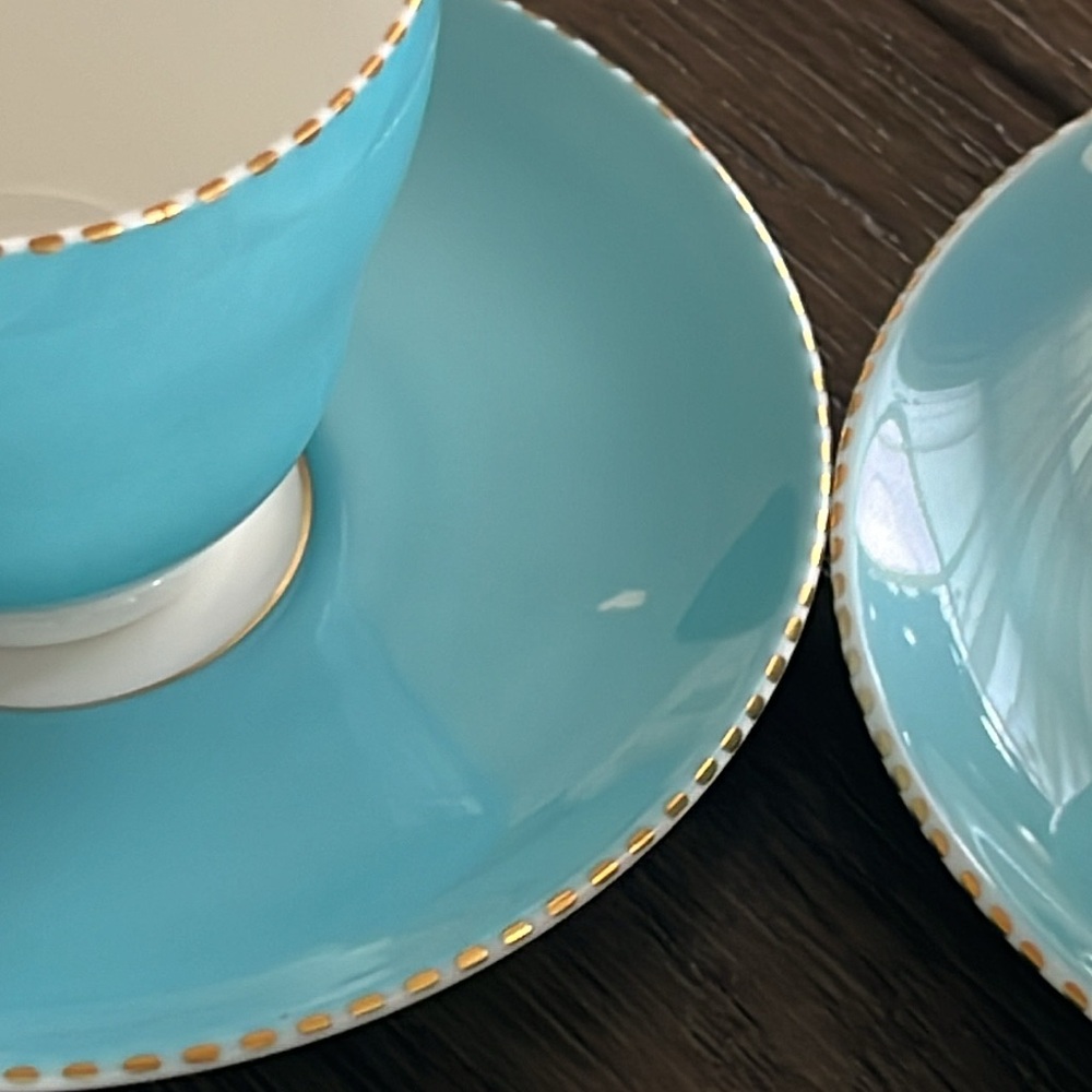 4 Wedgwood Bone China Made in England Blue Demitasse Teacups and Saucers - Picture 9 of 13